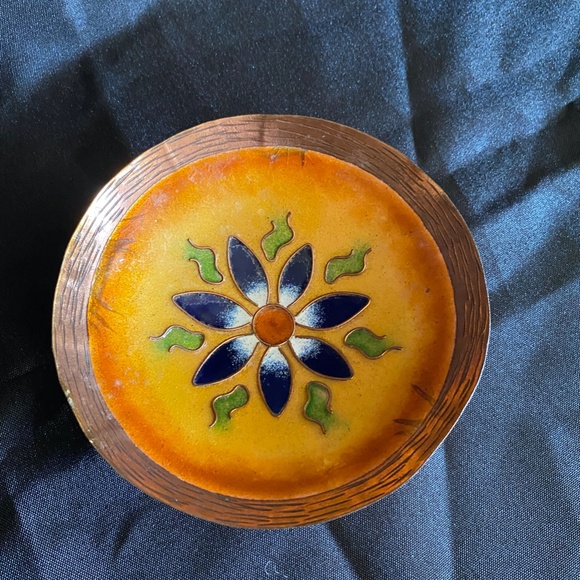 Handmade Artisan Craft 6" Copper and Enamel Bowl Wall Decor - Picture 2 of 7
